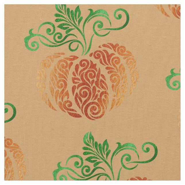 Autumn Pumpkin Swirl Fabric (Close Up)