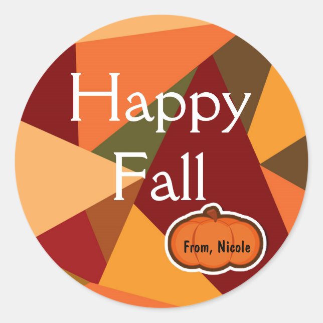 Autumn Pumpkin Thanksgiving Fall Favour Classic Round Sticker (Front)