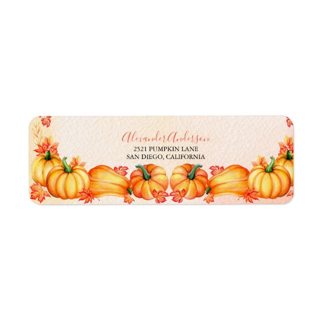 Autumn Pumpkin | Thanksgiving Return Address Label (Front)