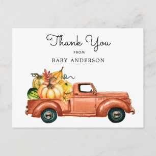 Autumn Pumpkin Truck Drive By Baby Shower Postcard