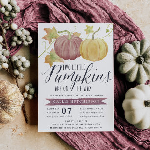 Autumn Pumpkin   Twins Baby Shower Invitation