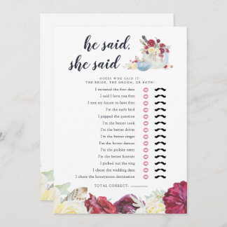 Autumn Pumpkin Two-Sided Bridal Shower Game Card