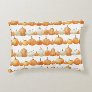 Autumn Pumpkin: Watercolor Illustration Pattern Decorative Cushion