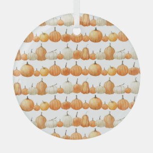 Autumn Pumpkin: Watercolor Illustration Pattern Glass Tree Decoration