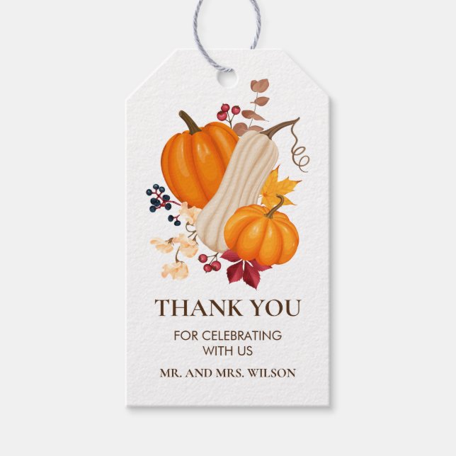 Autumn Pumpkin Wedding Thank You Tag (Front)