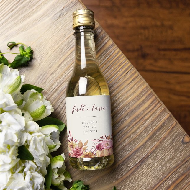 Autumn Pumpkin & Wildflowers "Fall in Love" Wine Label (Creator Uploaded)