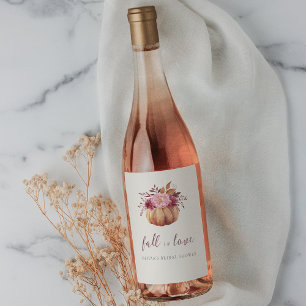 Autumn Pumpkin & Wildflowers "Fall in Love" Wine Label