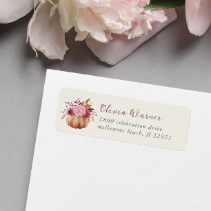 Autumn Pumpkin & Wildflowers Fall Return Address Label