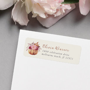 Autumn Pumpkin & Wildflowers Fall Return Address Label