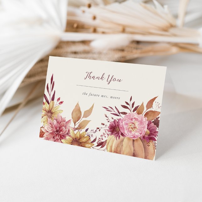 Autumn Pumpkin & Wildflowers Fall Thank You Card (Creator Uploaded)