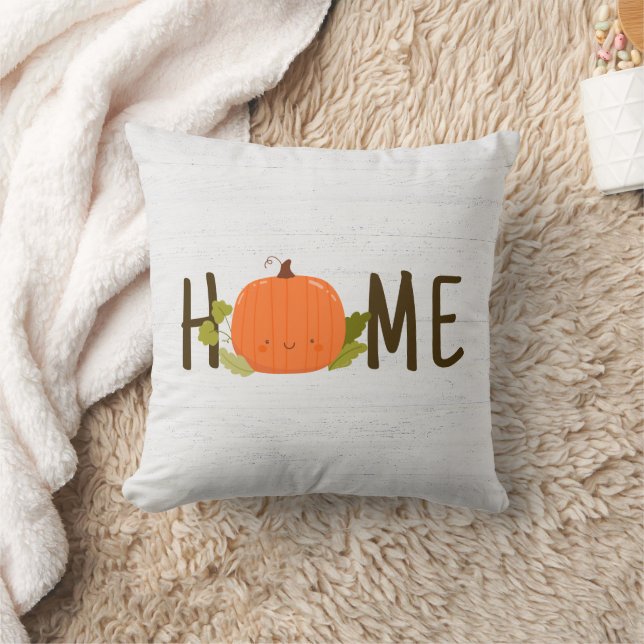 Autumn Pumpkin With Home Text Cushion (Blanket)