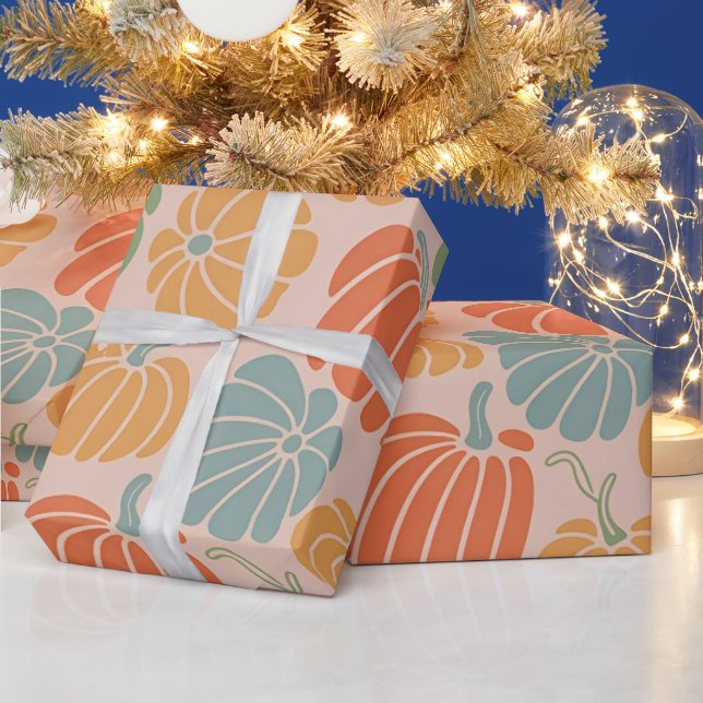 Autumn Pumpkin Wrapping Paper Pattern  Fall Season (Holidays)