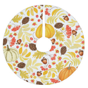 Autumn pumpkins, acorns, vintage background. brushed polyester tree skirt