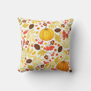 Autumn pumpkins, acorns, vintage background. cushion