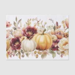 Autumn Pumpkins and Flowers Fall Decoupage Tissue Paper