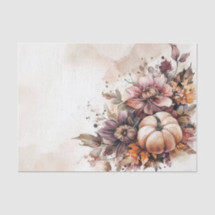 Autumn Pumpkins and Flowers Fall Pattern Decoupage Tissue Paper