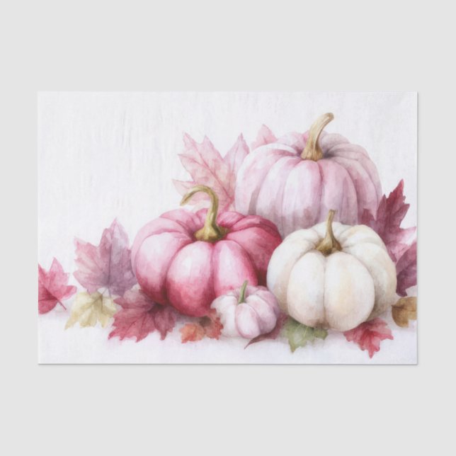 Autumn Pumpkins and Flowers Fall Pattern Decoupage Tissue Paper (Front)
