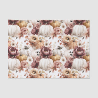 Autumn Pumpkins and Flowers Fall Pattern Decoupage Tissue Paper