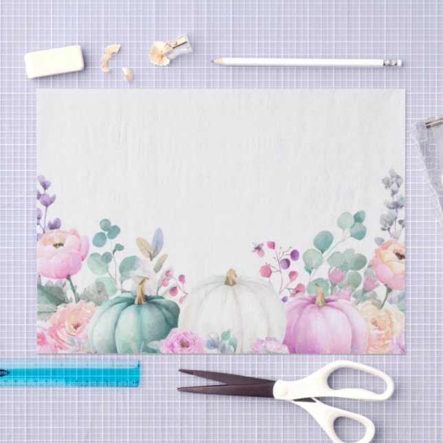 Autumn Pumpkins and Flowers Fall Pattern Decoupage Tissue Paper (Craft)