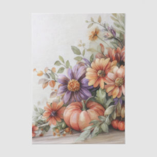 Autumn Pumpkins and Flowers Fall Pattern Decoupage Tissue Paper