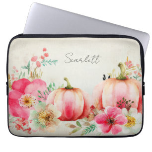 Autumn Pumpkins and Flowers Laptop Sleeve