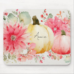 Autumn Pumpkins and Flowers Mouse Pad