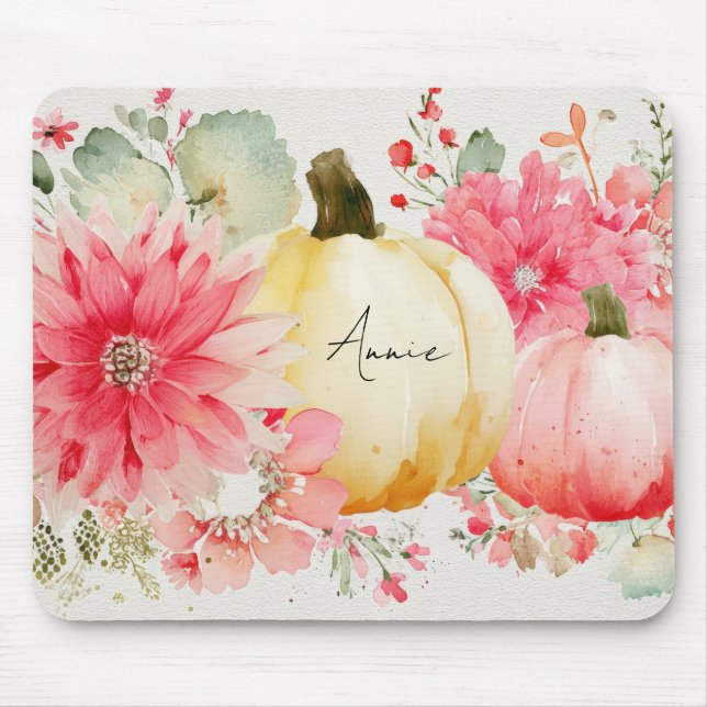 Autumn Pumpkins and Flowers  Mouse Pad (Front)