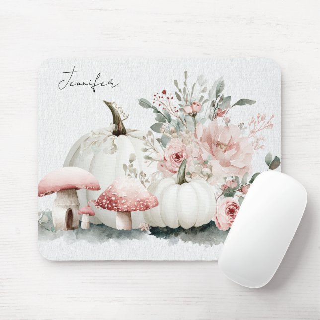 Autumn Pumpkins and Flowers  Mouse Pad (With Mouse)