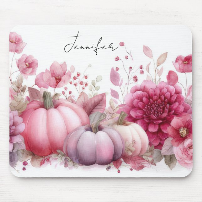 Autumn Pumpkins and Flowers  Mouse Pad (Front)