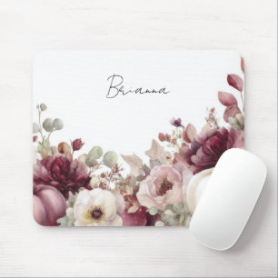 Autumn Pumpkins and Flowers Mouse Pad
