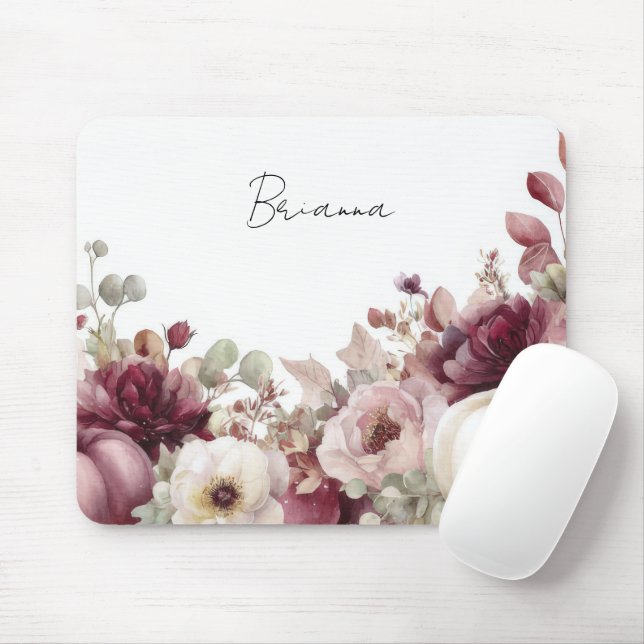 Autumn Pumpkins and Flowers  Mouse Pad (With Mouse)