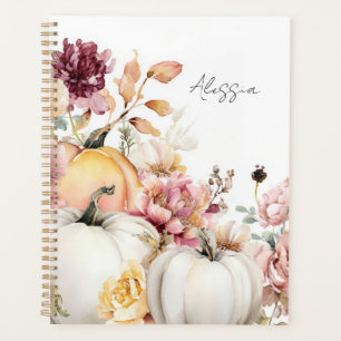 Autumn Pumpkins and Flowers Planner