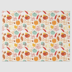 Autumn Pumpkins and Leaves Pattern Tissue Paper