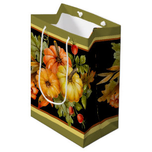 Autumn pumpkins and oak leaves medium gift bag
