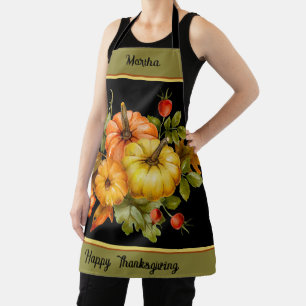 Autumn pumpkins and oak leaves personalised apron