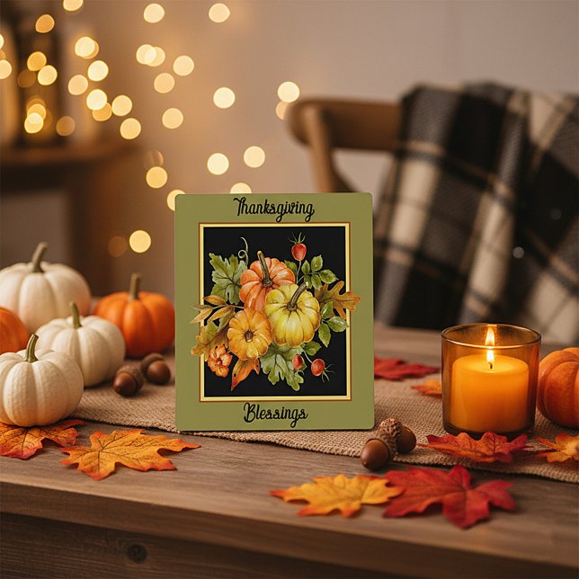 Autumn pumpkins and oak leaves  plaque (Creator Uploaded)