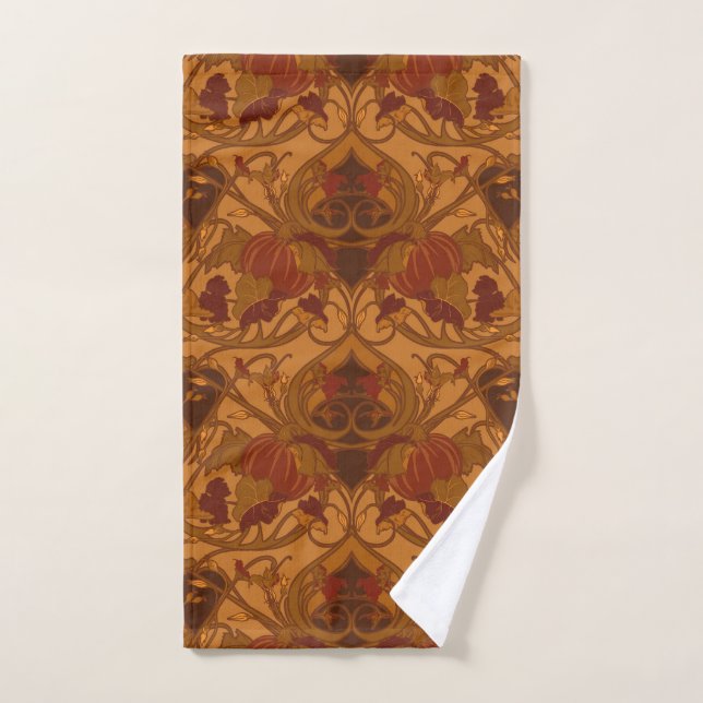 Autumn Pumpkins and Vines Art Nouveau Hand Towel (Hand Towel)
