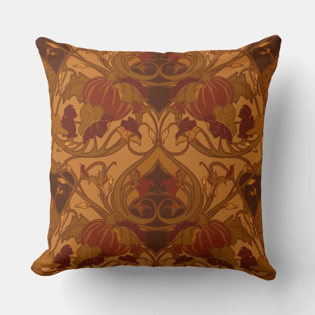 Autumn Pumpkins and Vines Designer Pillow (Front)