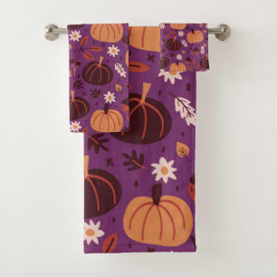 Autumn pumpkins bath towel set