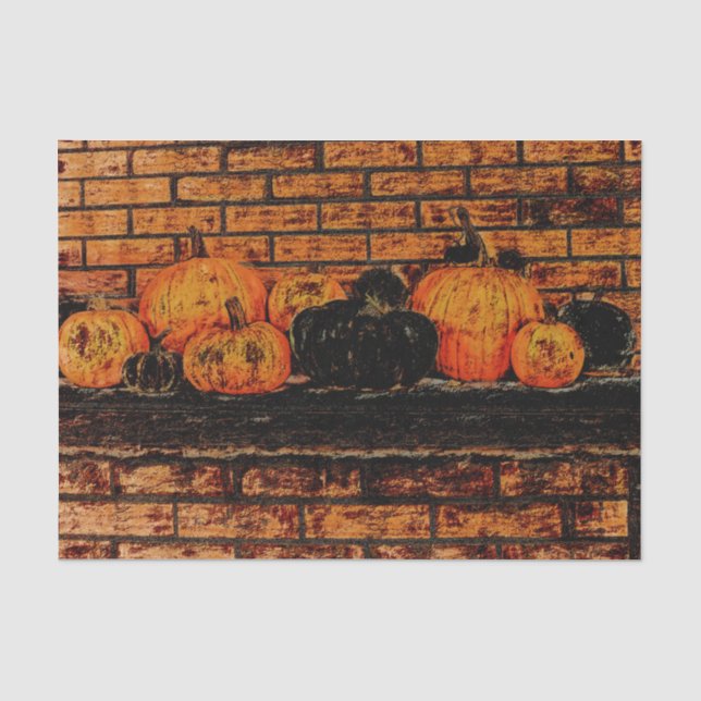 Autumn Pumpkins Black Orange Brick Tissue Paper (Front)