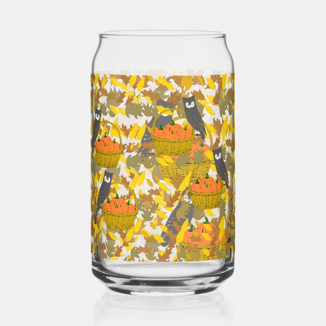 Autumn Pumpkins Can Shaped Glass  (Front)