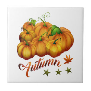 Autumn pumpkins ceramic tile