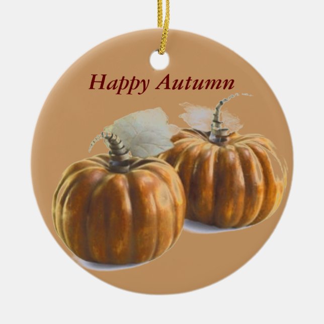 Autumn Pumpkins Ceramic Tree Decoration (Front)