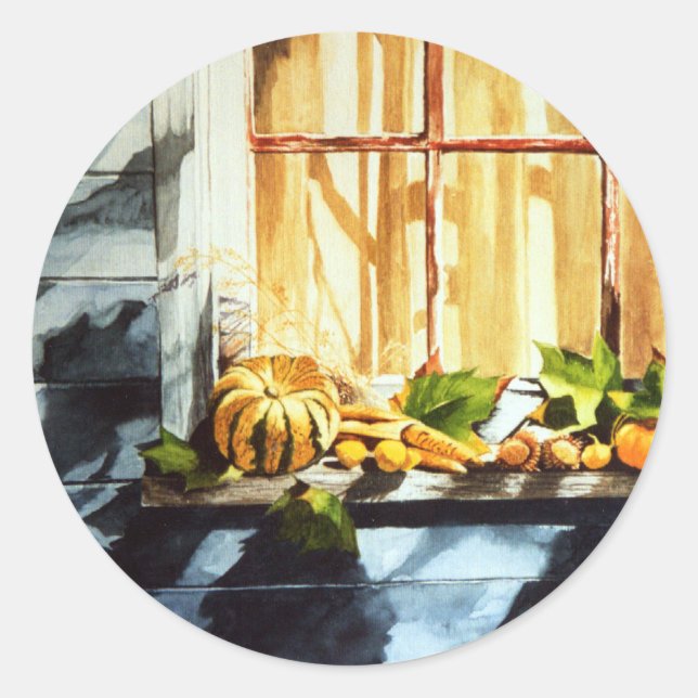 Autumn Pumpkins Classic Round Sticker (Front)