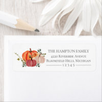 Autumn Pumpkins Floral Fall Return Address Label