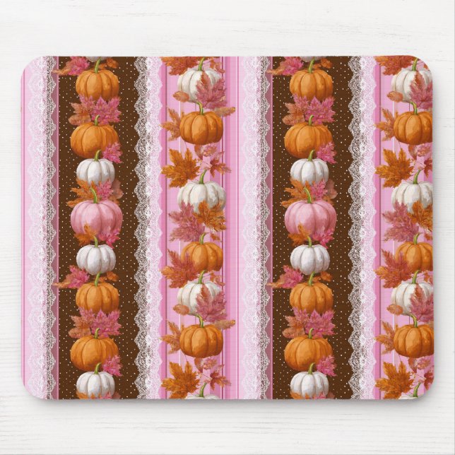 Autumn Pumpkins & Floral Lace Seamless Pattern (2) Mouse Pad (Front)