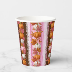 Autumn Pumpkins & Floral Lace Seamless Pattern (2) Paper Cups