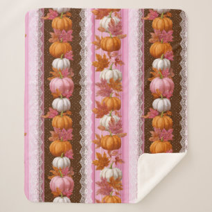 Autumn Pumpkins & Floral Lace Seamless Pattern (2) Sherpa Blanket