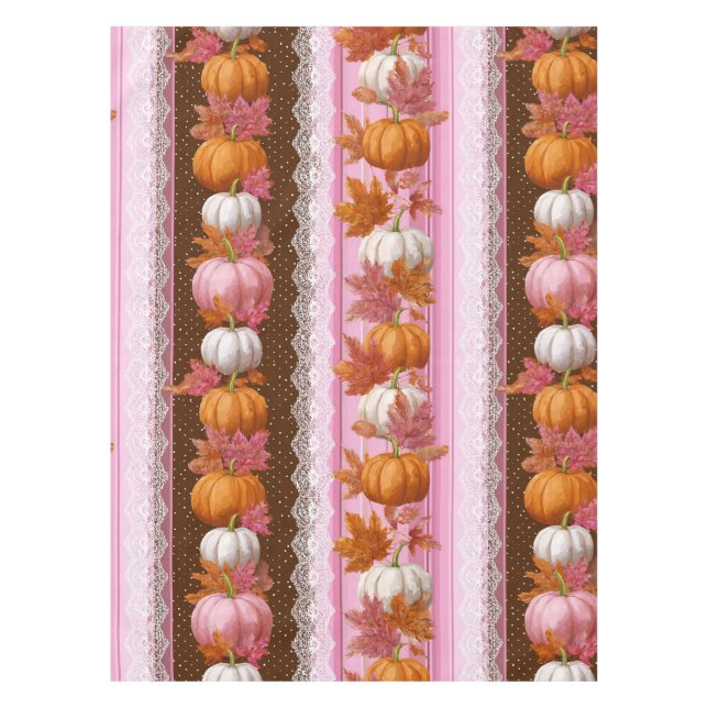 Autumn Pumpkins & Floral Lace Seamless Pattern (2) Tablecloth (Front)