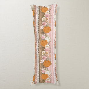 Autumn Pumpkins & Floral Lace Seamless Pattern Body Cushion